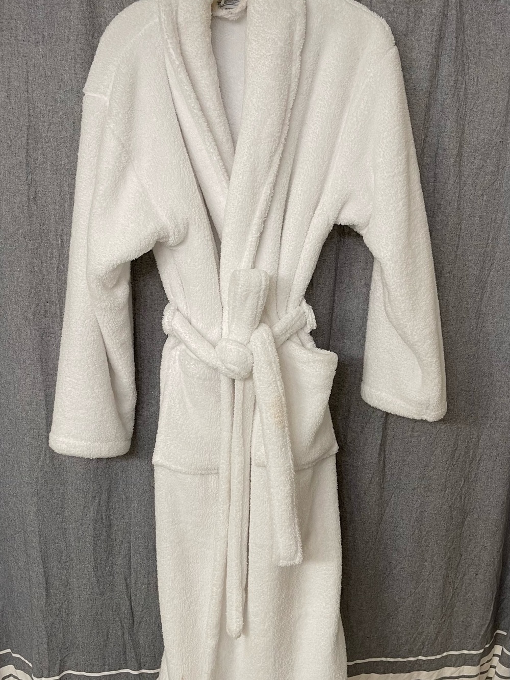 Plush White Bathrobe with Shawl Collar